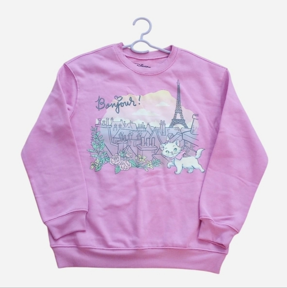 Disney The Aristocrats Marie Bonjour Pink Sweatshirt Graphic Pullover Size S
